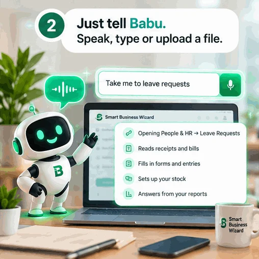 Babu, the Smart Business Wizard robot: Just tell Babu
