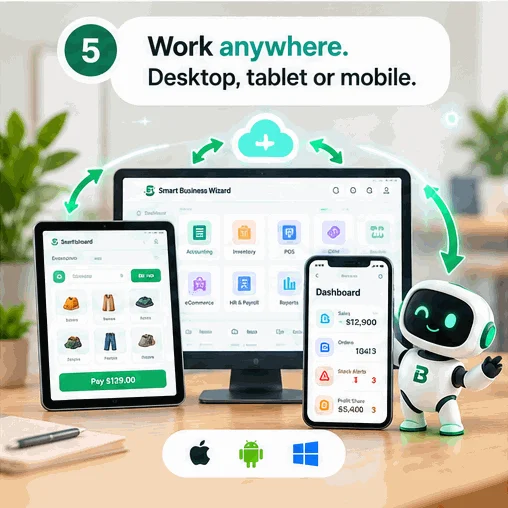 Babu, the Smart Business Wizard robot: Work anywhere